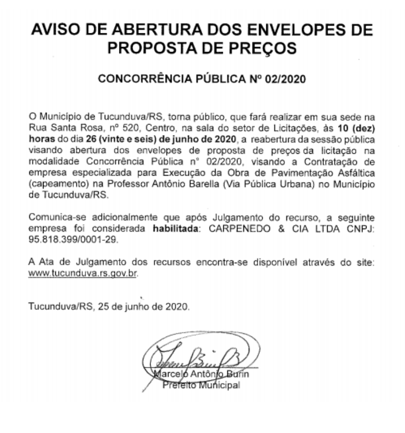 CNC 02_2020 AVISO DE ABERTURA DOS ENVELOPES DE PROPOSTA DE PREÇOS